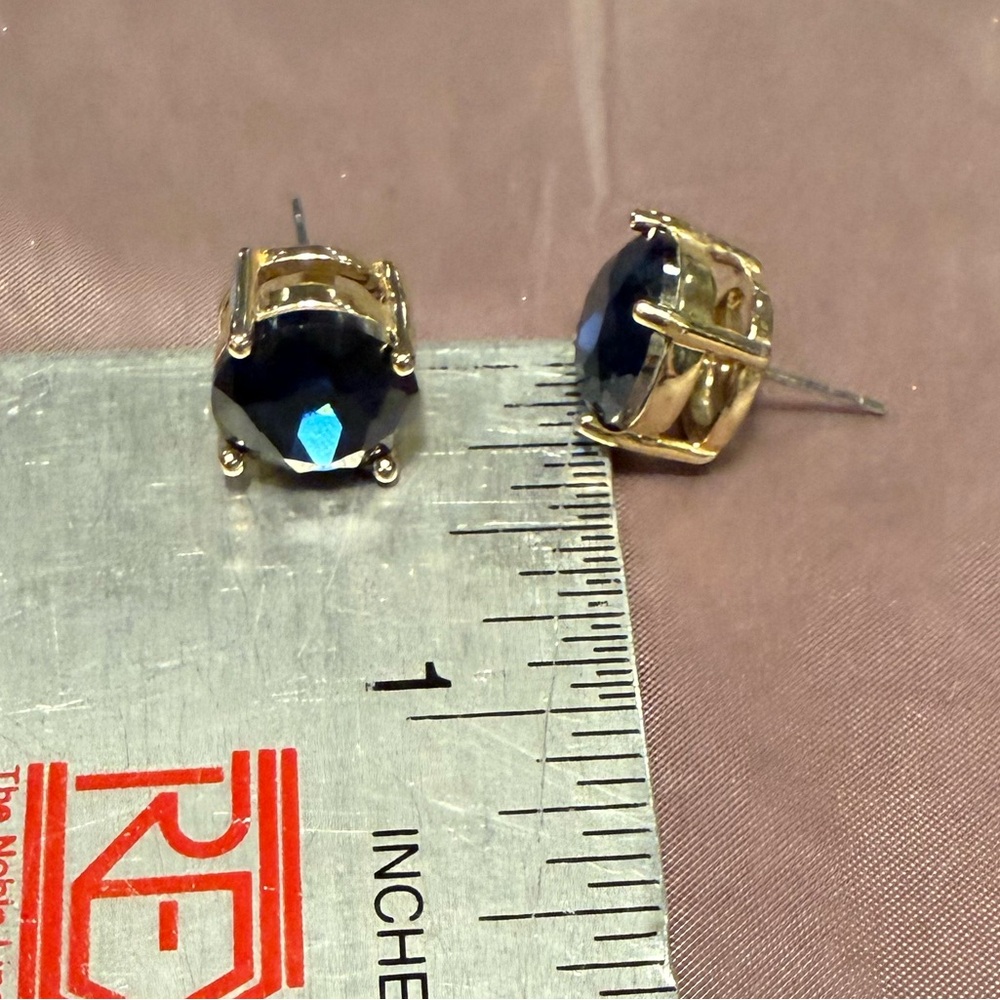 Vintage Y2K KATE SPADE • Navy/Gold Gumdrop Stud Earrings - Picture 7 of 10